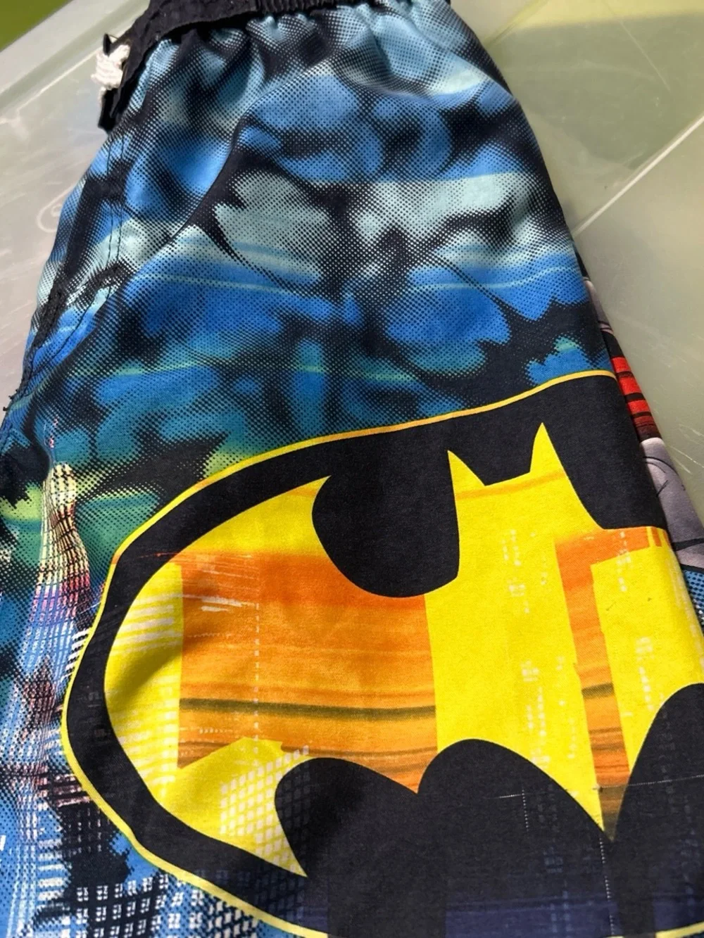 Batman Blue and Yellow Boys Swim Trunks